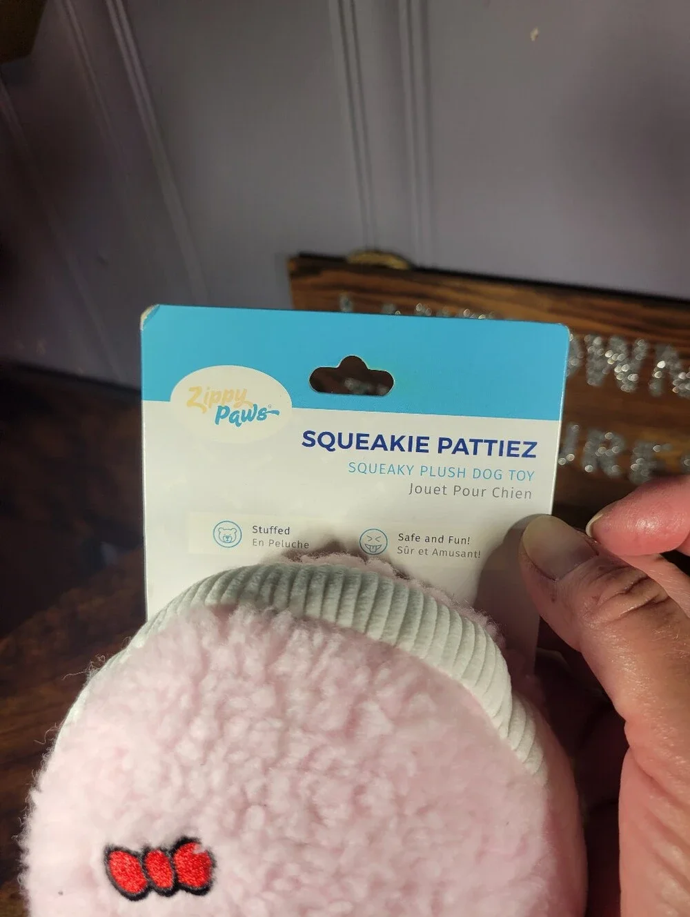 Zippypaws Pink cotton candy Plush Squeak Toy for dogs
